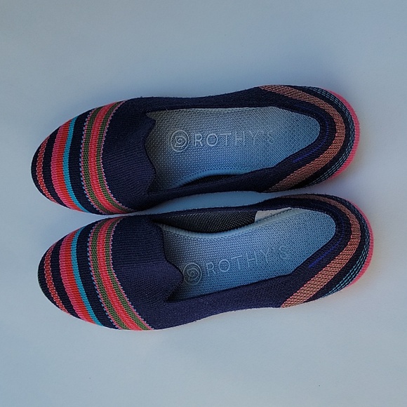 Rothy's  Navy Ribbon Striped Loafers Sz: 6 - Picture 7 of 10